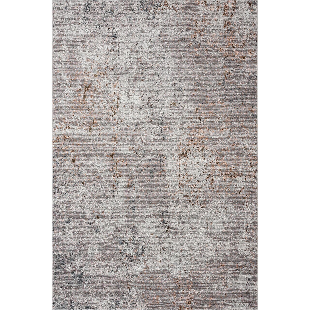 Laddha Home Designs 7.75' x 9.5' Gray and Orange Specks of Color Rectangular Area Throw Rug